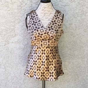 INC International Concepts Macy’s Bagota Hindi Medallion 100% Silk Blouse 👚